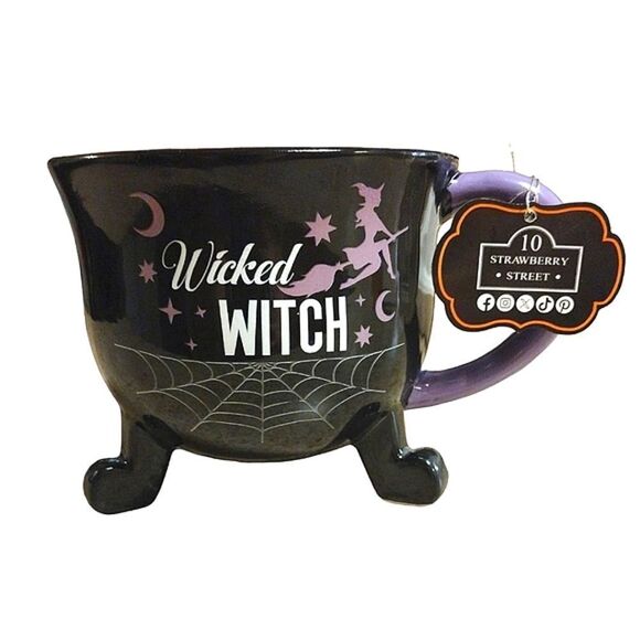 Ten Strawberry Street Black Wicked Witch Oversized Cauldron Mug NWT - Picture 1 of 14